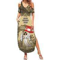 Personalized Austria-Hungary Family Matching Summer Maxi Dress and Hawaiian Shirt Angel Holding A Flag Vintage Style - Wonder Print Shop