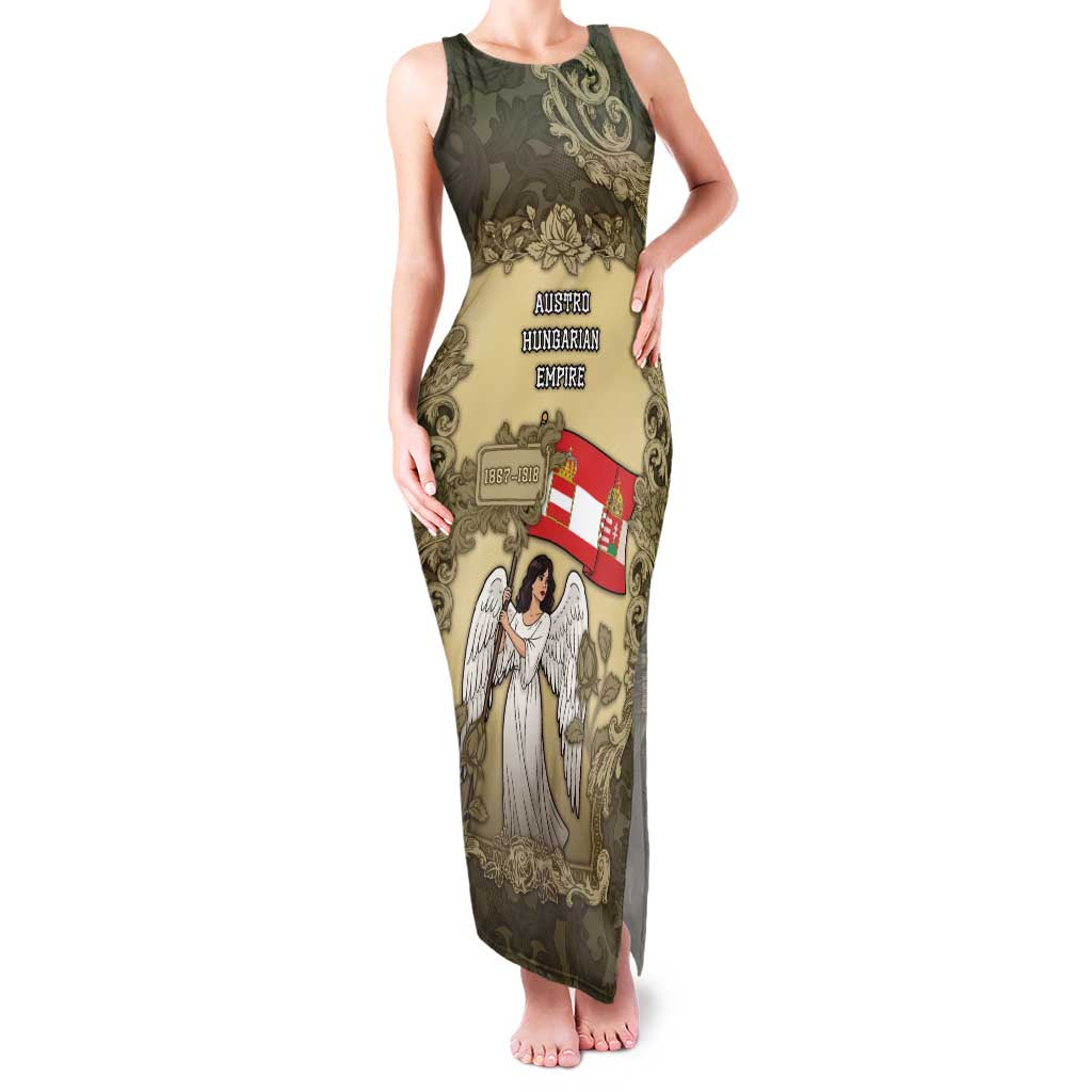 Personalized Austria-Hungary Family Matching Tank Maxi Dress and Hawaiian Shirt Angel Holding A Flag Vintage Style - Wonder Print Shop