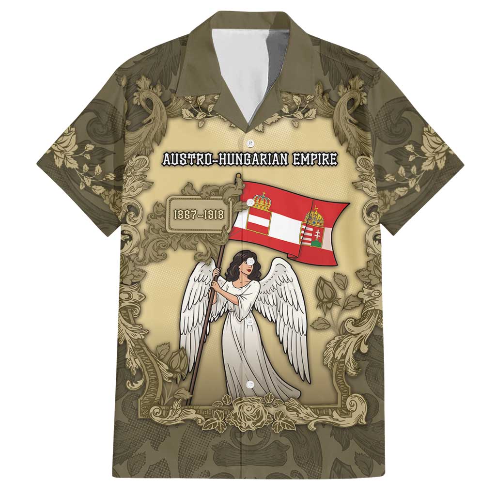 Personalized Austria-Hungary Hawaiian Shirt Angel Holding A Flag Vintage Style - Wonder Print Shop