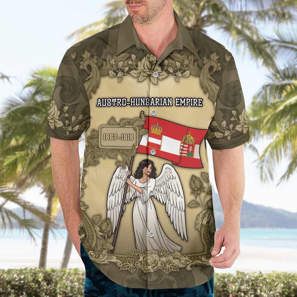 Personalized Austria-Hungary Hawaiian Shirt Angel Holding A Flag Vintage Style - Wonder Print Shop
