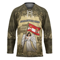 Personalized Austria-Hungary Hockey Jersey Angel Holding A Flag Vintage Style - Wonder Print Shop