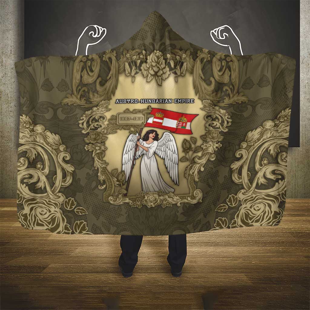 Austria-Hungary Hooded Blanket Angel Holding A Flag Vintage Style - Wonder Print Shop