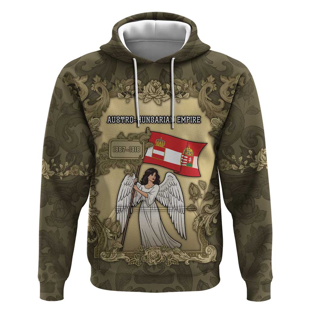 Personalized Austria-Hungary Hoodie Angel Holding A Flag Vintage Style - Wonder Print Shop