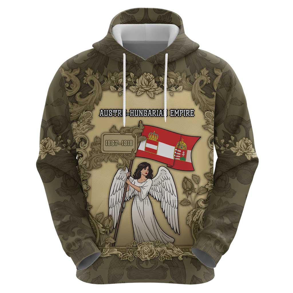 Personalized Austria-Hungary Hoodie Angel Holding A Flag Vintage Style - Wonder Print Shop