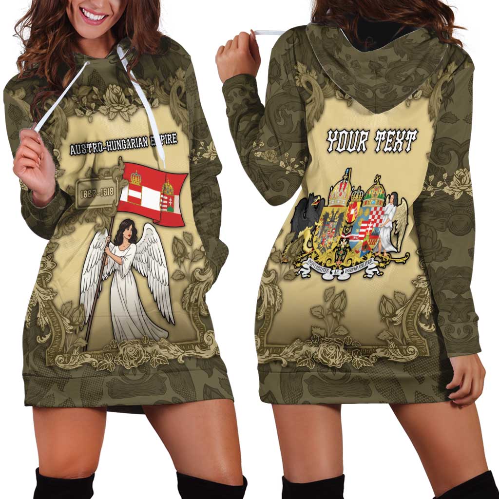 Personalized Austria-Hungary Hoodie Dress Angel Holding A Flag Vintage Style - Wonder Print Shop