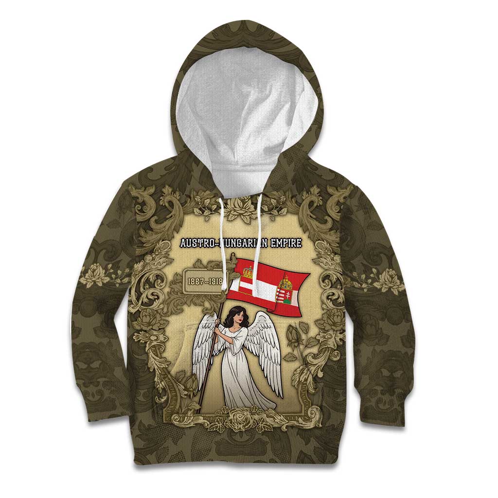 Personalized Austria-Hungary Kid Hoodie Angel Holding A Flag Vintage Style - Wonder Print Shop