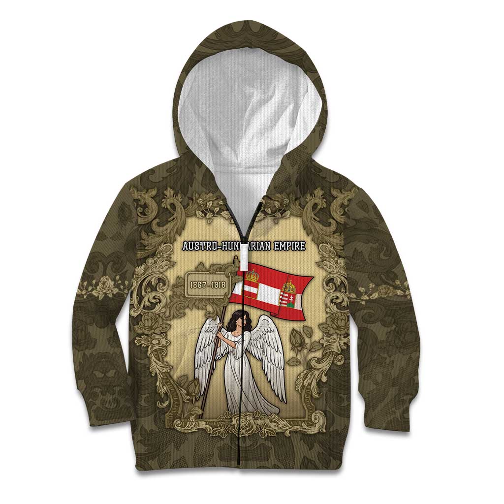 Personalized Austria-Hungary Kid Hoodie Angel Holding A Flag Vintage Style - Wonder Print Shop