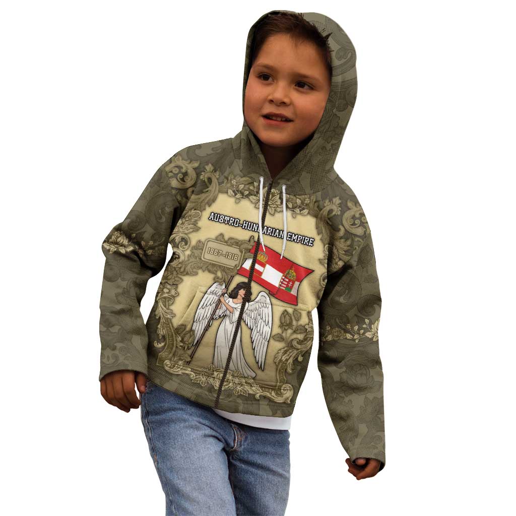 Personalized Austria-Hungary Kid Hoodie Angel Holding A Flag Vintage Style - Wonder Print Shop