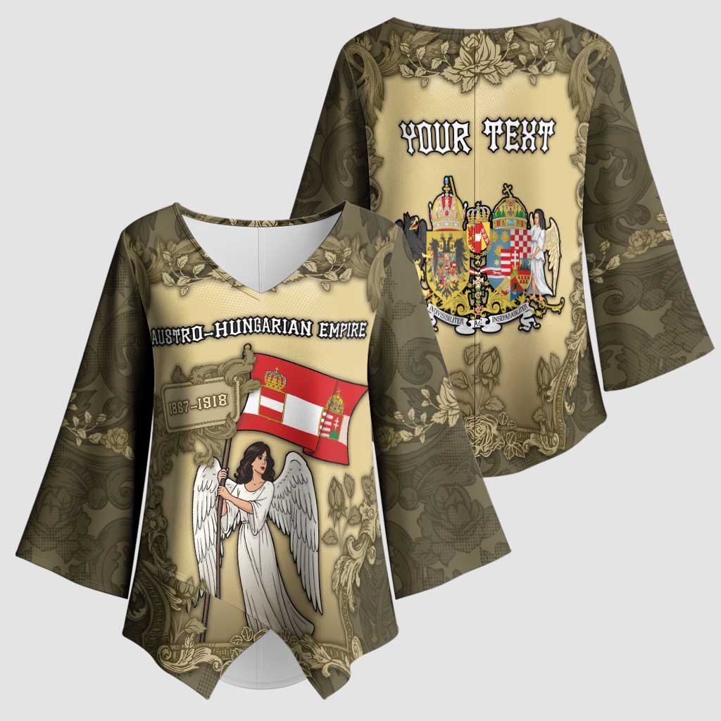 Personalized Austria-Hungary Kimono Sleeve Blouse Angel Holding A Flag Vintage Style - Wonder Print Shop