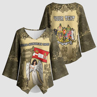 Personalized Austria-Hungary Kimono Sleeve Blouse Angel Holding A Flag Vintage Style - Wonder Print Shop