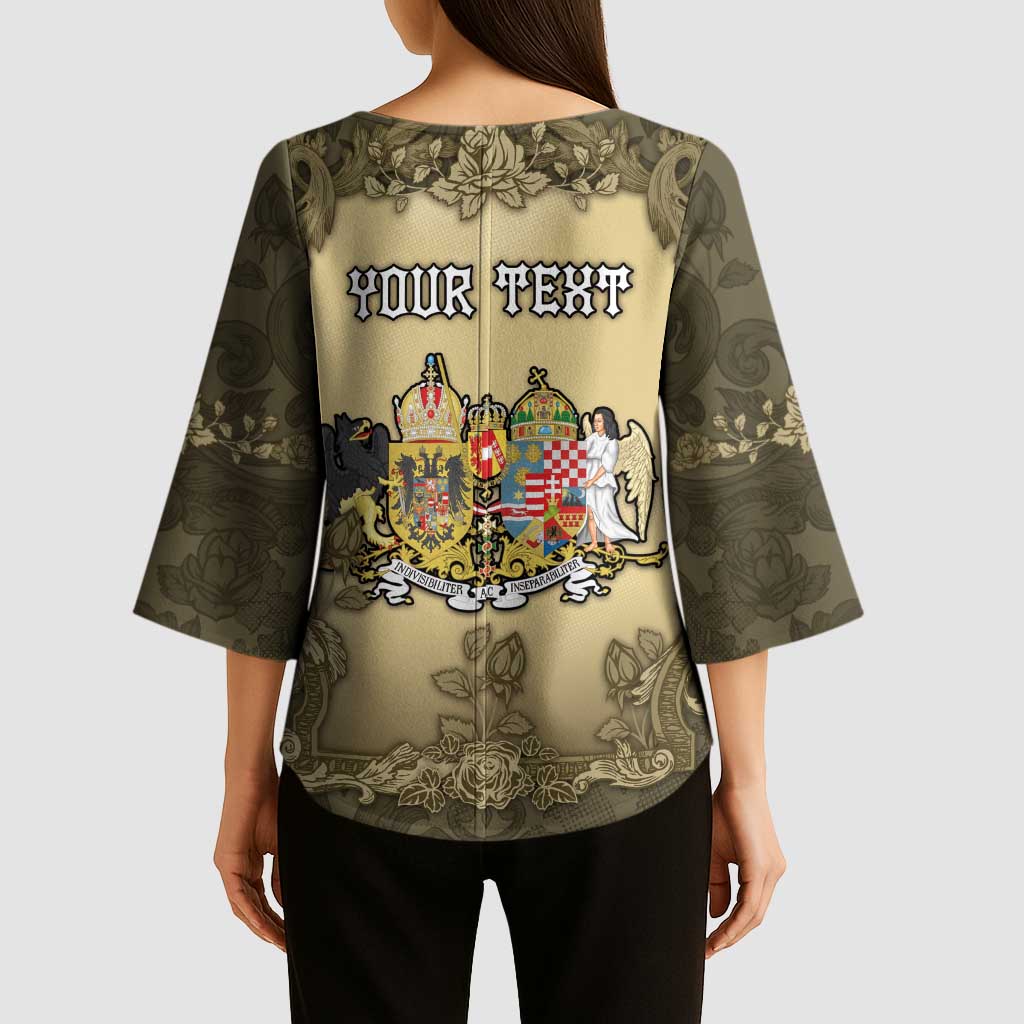 Personalized Austria-Hungary Kimono Sleeve Blouse Angel Holding A Flag Vintage Style - Wonder Print Shop