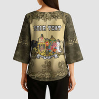 Personalized Austria-Hungary Kimono Sleeve Blouse Angel Holding A Flag Vintage Style - Wonder Print Shop