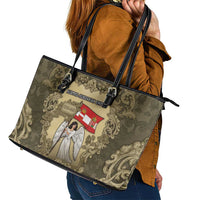 Austria-Hungary Leather Tote Bag Angel Holding A Flag Vintage Style - Wonder Print Shop
