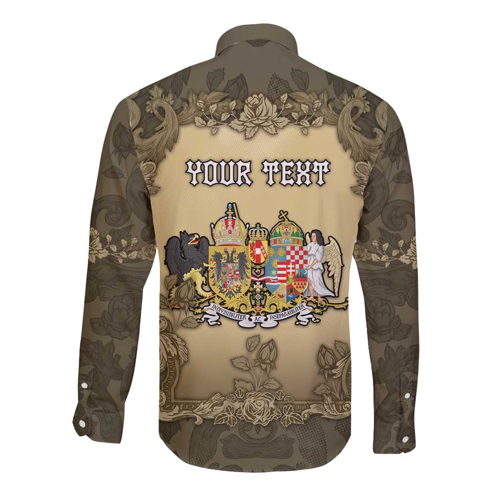 Personalized Austria-Hungary Long Sleeve Button Shirt Angel Holding A Flag Vintage Style - Wonder Print Shop