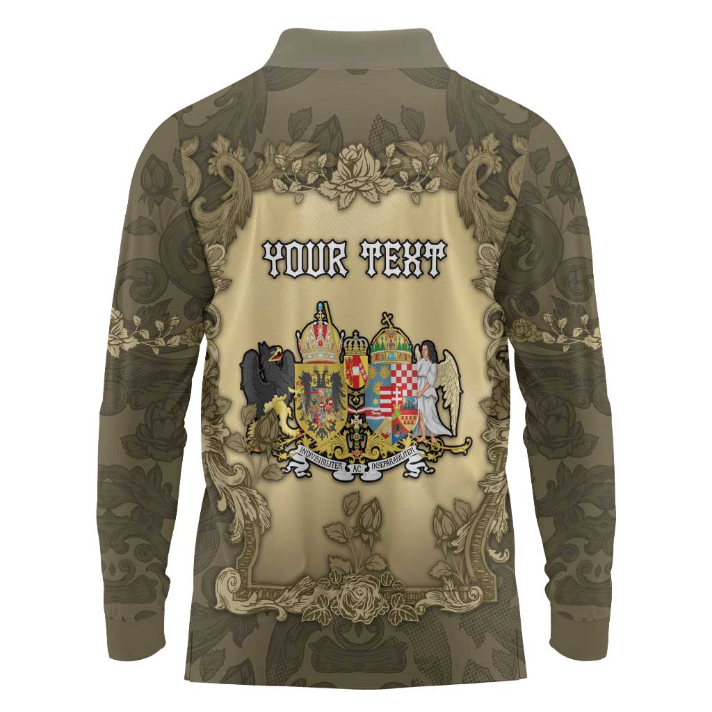 Personalized Austria-Hungary Long Sleeve Polo Shirt Angel Holding A Flag Vintage Style - Wonder Print Shop