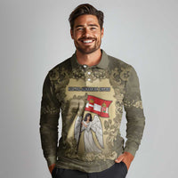 Personalized Austria-Hungary Long Sleeve Polo Shirt Angel Holding A Flag Vintage Style - Wonder Print Shop