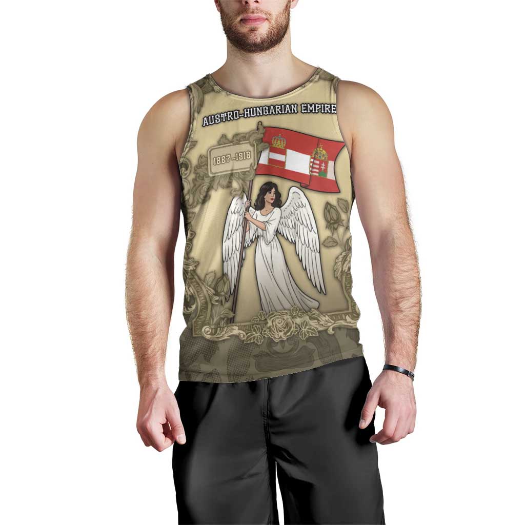 Personalized Austria-Hungary Men Tank Top Angel Holding A Flag Vintage Style - Wonder Print Shop