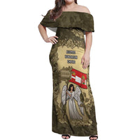 Personalized Austria-Hungary Off Shoulder Maxi Dress Angel Holding A Flag Vintage Style - Wonder Print Shop