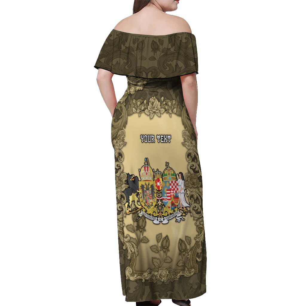 Personalized Austria-Hungary Off Shoulder Maxi Dress Angel Holding A Flag Vintage Style - Wonder Print Shop