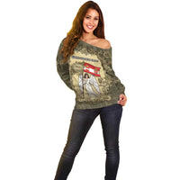 Personalized Austria-Hungary Off Shoulder Sweater Angel Holding A Flag Vintage Style - Wonder Print Shop