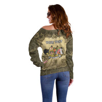 Personalized Austria-Hungary Off Shoulder Sweater Angel Holding A Flag Vintage Style - Wonder Print Shop