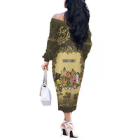 Personalized Austria-Hungary Off The Shoulder Long Sleeve Dress Angel Holding A Flag Vintage Style - Wonder Print Shop