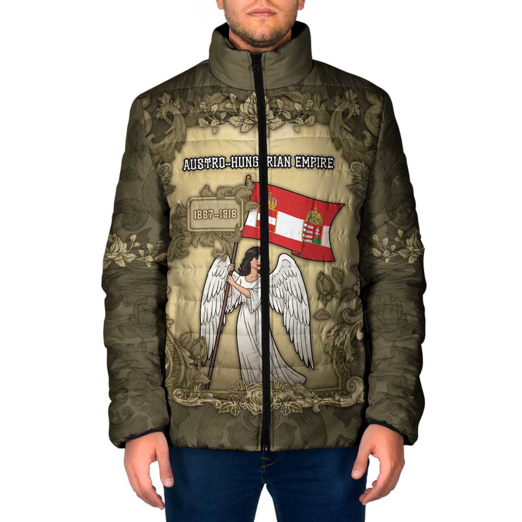 Personalized Austria-Hungary Padded Jacket Angel Holding A Flag Vintage Style - Wonder Print Shop