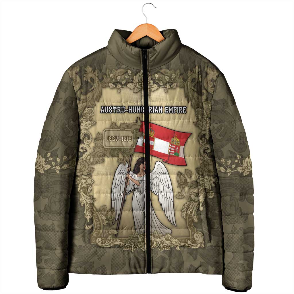 Personalized Austria-Hungary Padded Jacket Angel Holding A Flag Vintage Style - Wonder Print Shop
