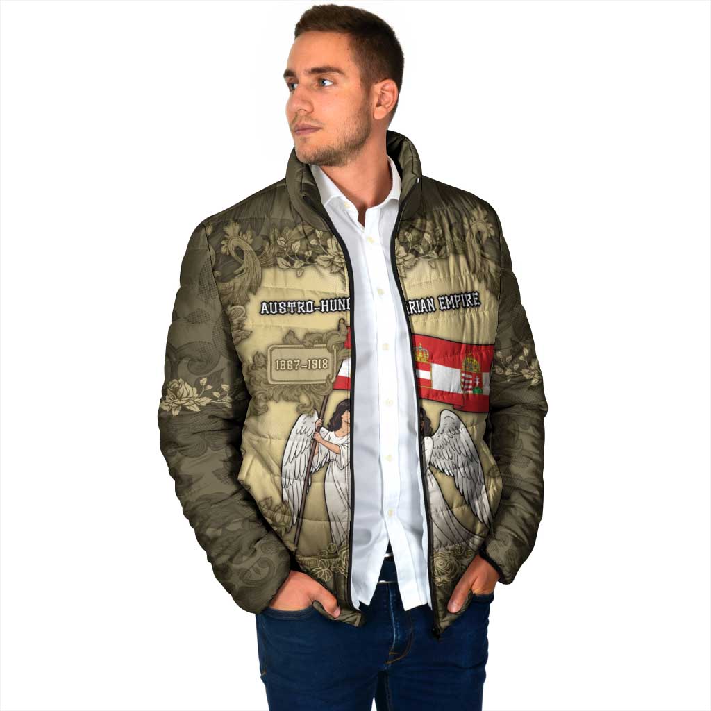 Personalized Austria-Hungary Padded Jacket Angel Holding A Flag Vintage Style - Wonder Print Shop
