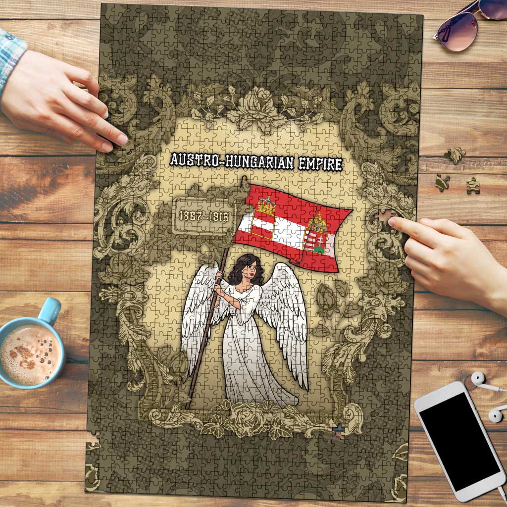 Austria-Hungary Puzzle Angel Holding A Flag Vintage Style - Wonder Print Shop