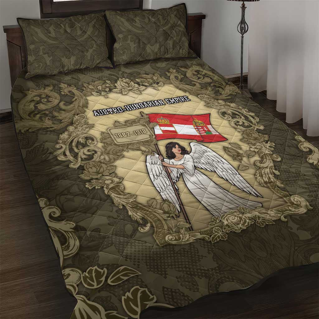 Austria-Hungary Quilt Bed Set Angel Holding A Flag Vintage Style - Wonder Print Shop