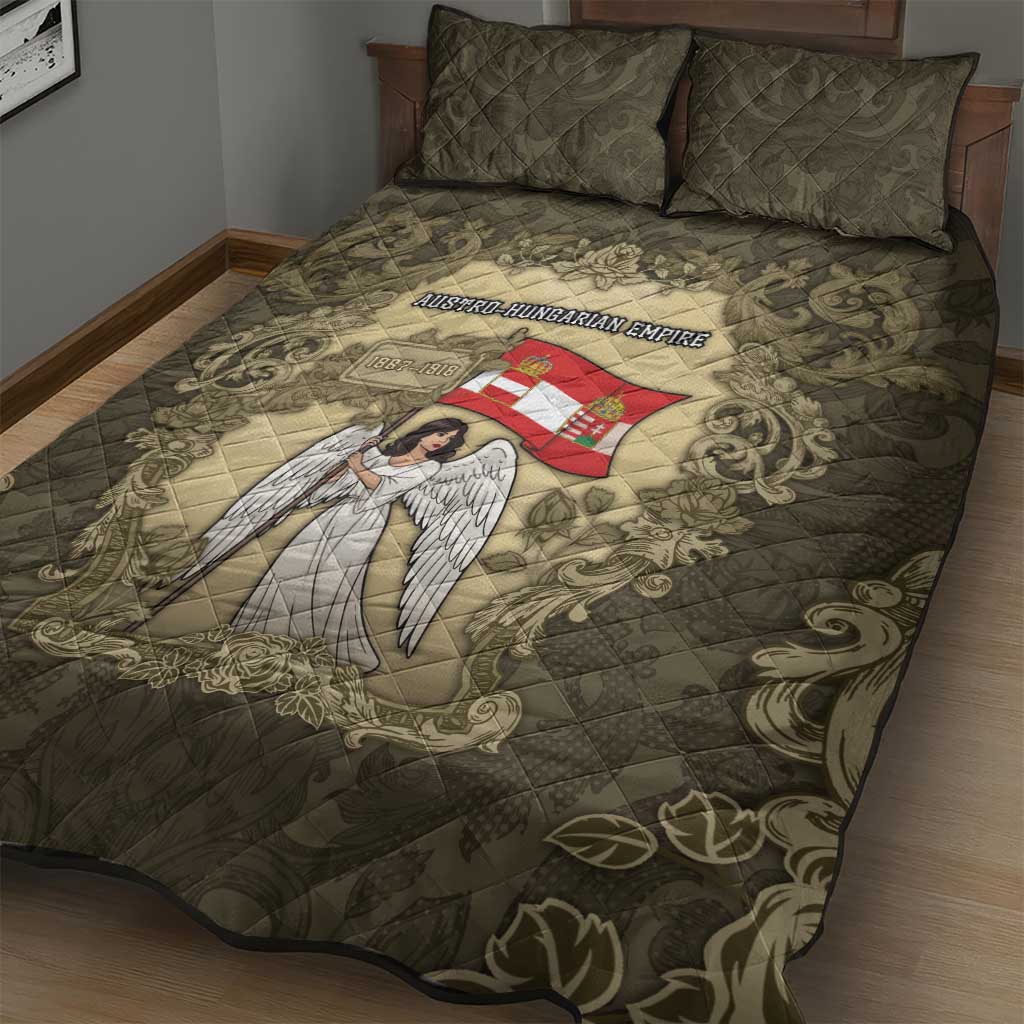 Austria-Hungary Quilt Bed Set Angel Holding A Flag Vintage Style - Wonder Print Shop