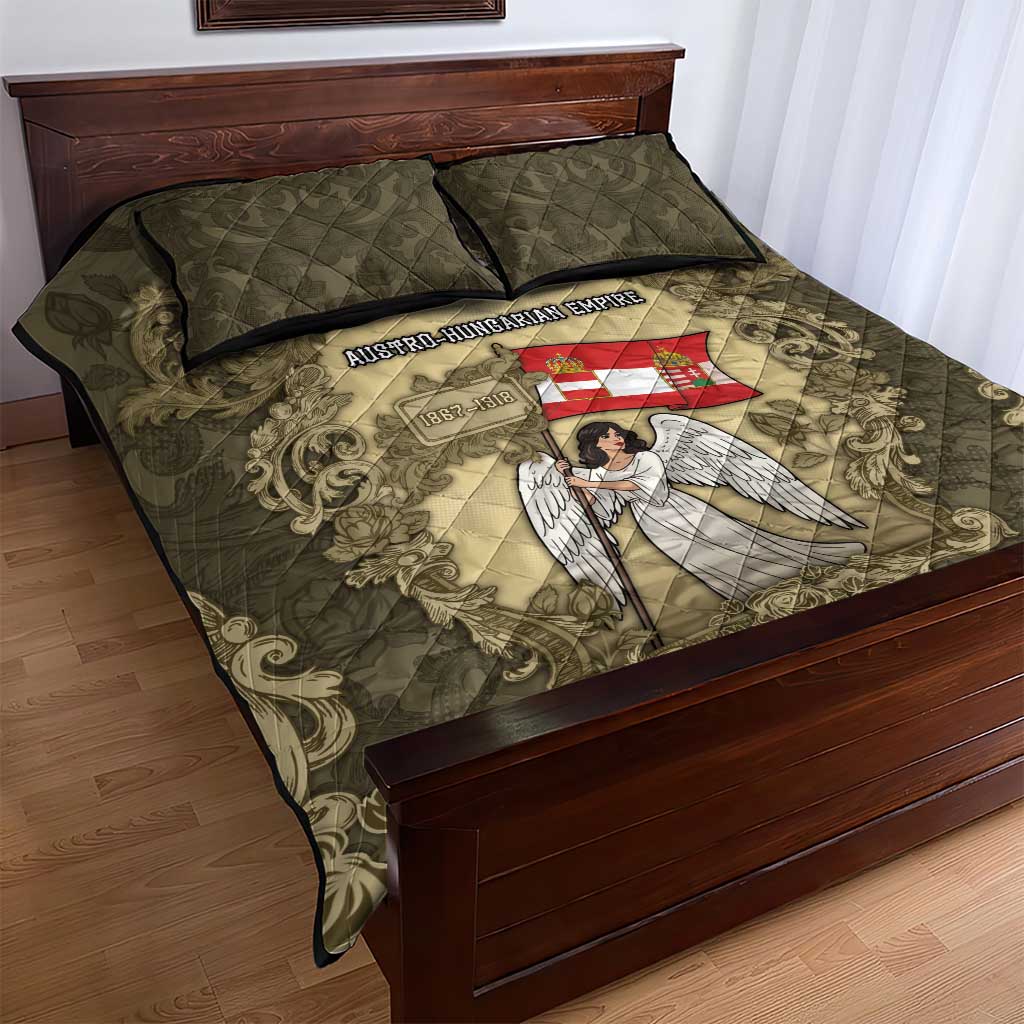 Austria-Hungary Quilt Bed Set Angel Holding A Flag Vintage Style - Wonder Print Shop