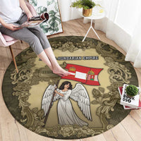 Austria-Hungary Round Carpet Angel Holding A Flag Vintage Style - Wonder Print Shop