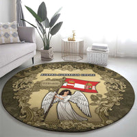 Austria-Hungary Round Carpet Angel Holding A Flag Vintage Style - Wonder Print Shop
