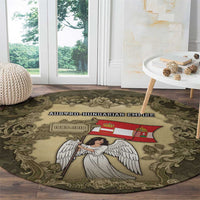 Austria-Hungary Round Carpet Angel Holding A Flag Vintage Style - Wonder Print Shop