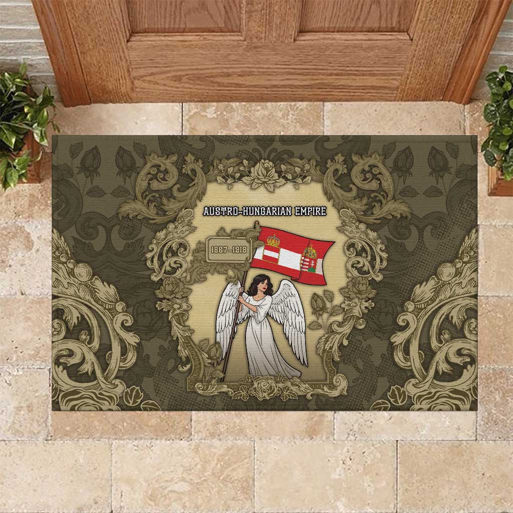 Austria-Hungary Rubber Doormat Angel Holding A Flag Vintage Style - Wonder Print Shop