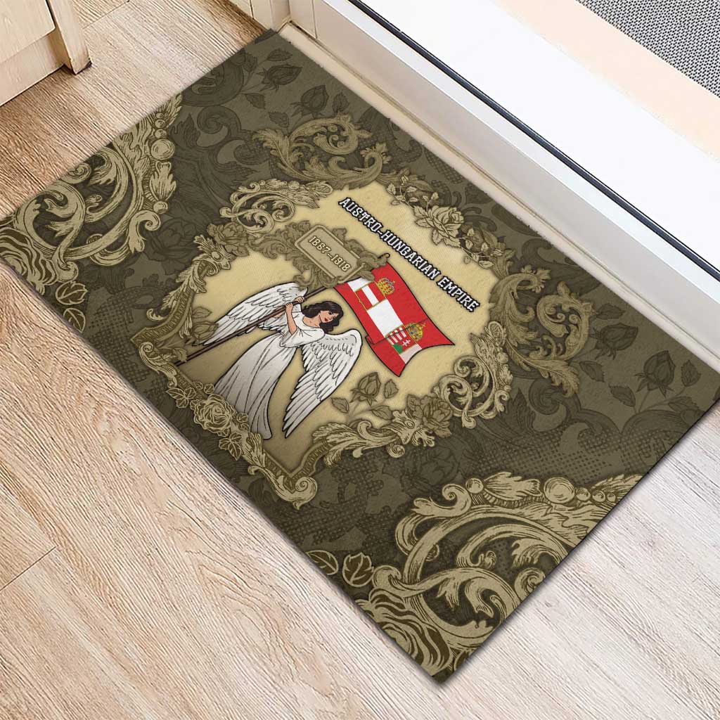 Austria-Hungary Rubber Doormat Angel Holding A Flag Vintage Style - Wonder Print Shop