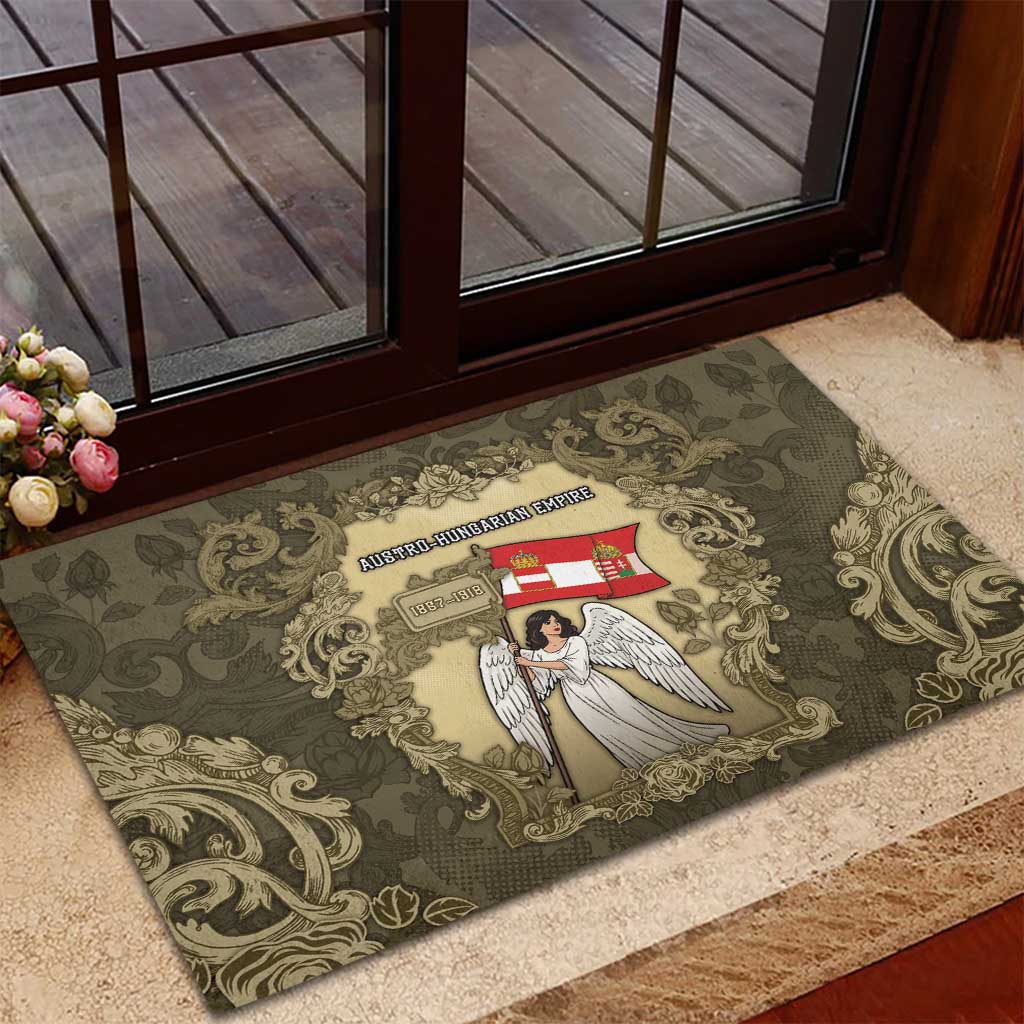 Austria-Hungary Rubber Doormat Angel Holding A Flag Vintage Style - Wonder Print Shop