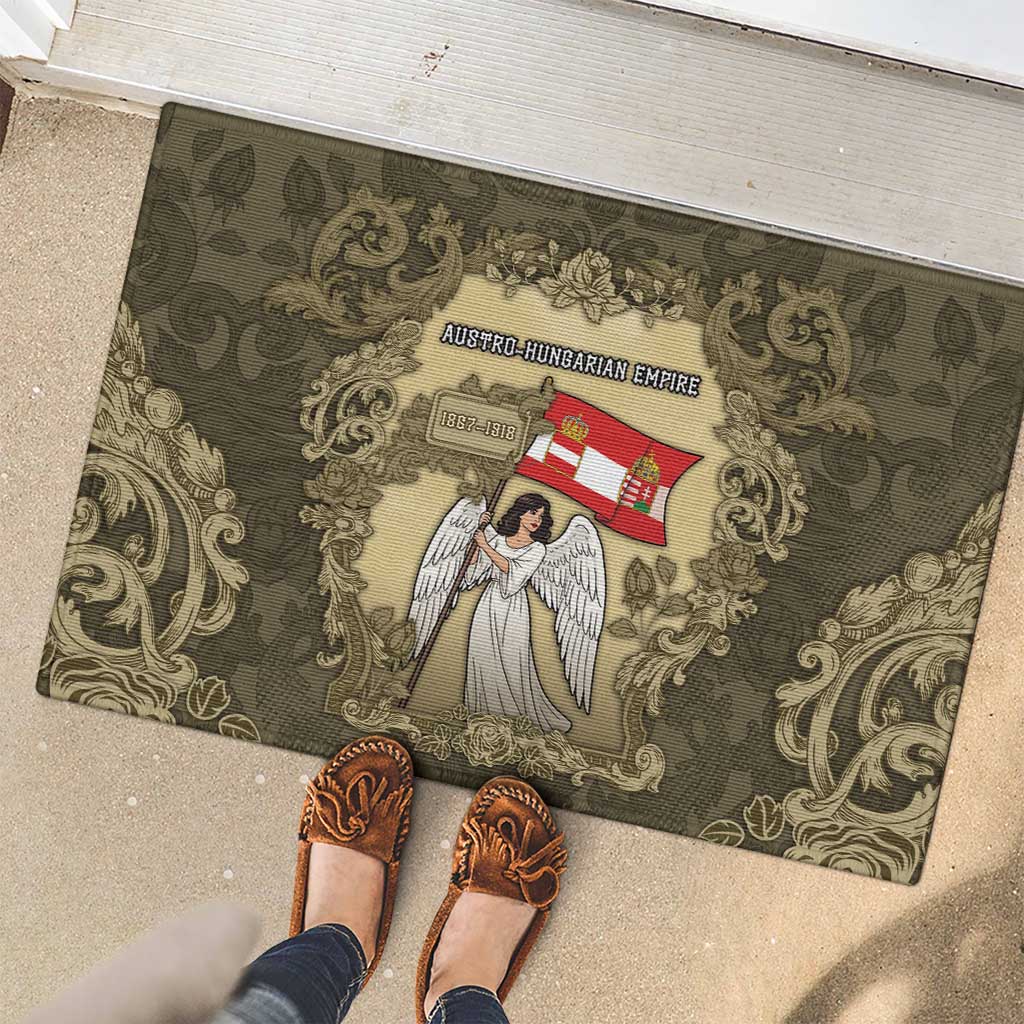 Austria-Hungary Rubber Doormat Angel Holding A Flag Vintage Style - Wonder Print Shop