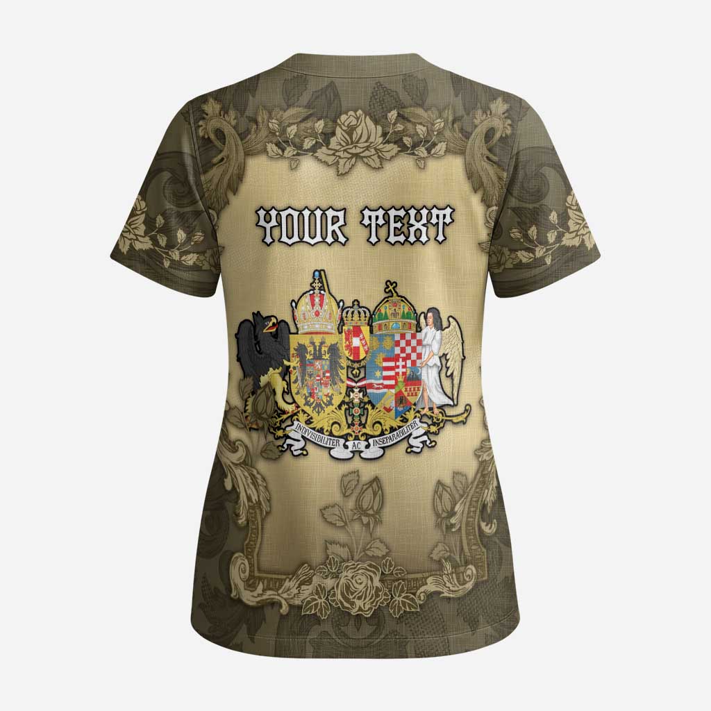 Personalized Austria-Hungary Scrub Top Angel Holding A Flag Vintage Style - Wonder Print Shop