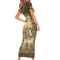 Personalized Austria-Hungary Short Sleeve Bodycon Dress Angel Holding A Flag Vintage Style - Wonder Print Shop