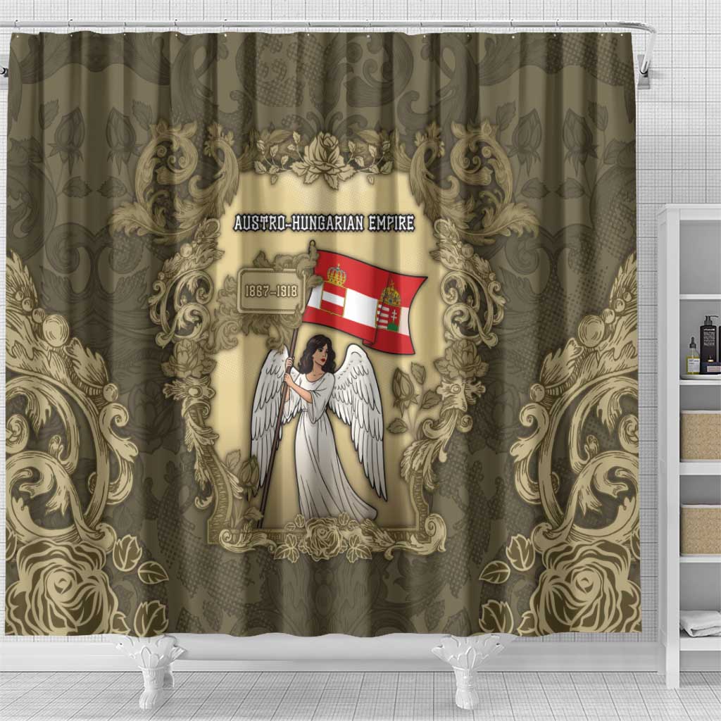 Austria-Hungary Shower Curtain Angel Holding A Flag Vintage Style - Wonder Print Shop