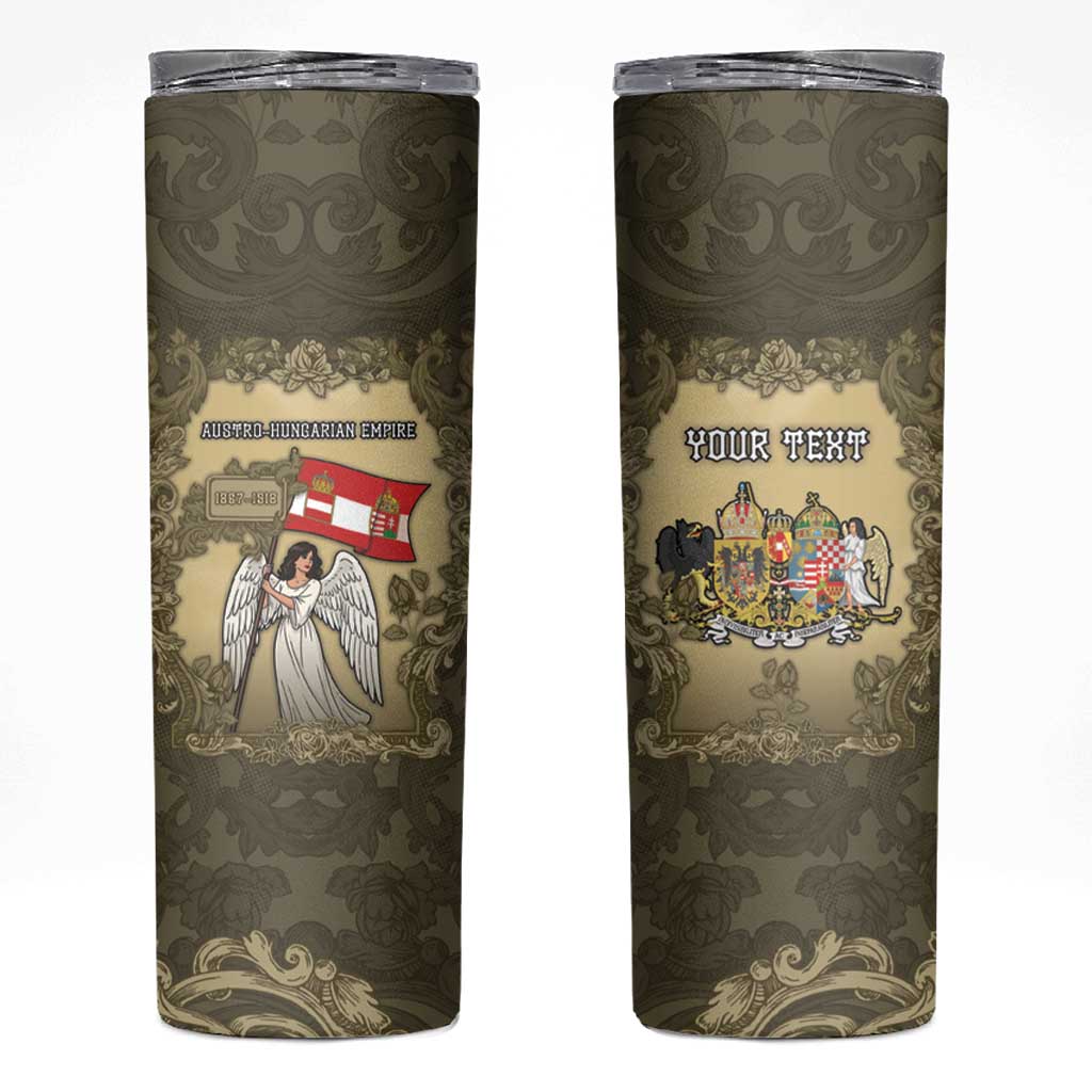 Personalized Austria-Hungary Skinny Tumbler Angel Holding A Flag Vintage Style - Wonder Print Shop