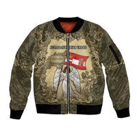 Personalized Austria-Hungary Sleeve Zip Bomber Jacket Angel Holding A Flag Vintage Style - Wonder Print Shop