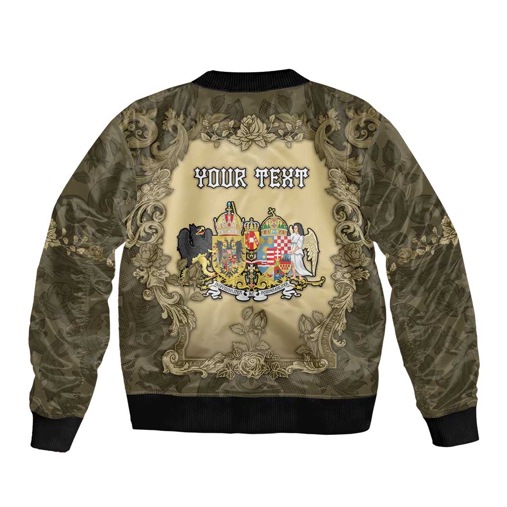 Personalized Austria-Hungary Sleeve Zip Bomber Jacket Angel Holding A Flag Vintage Style - Wonder Print Shop