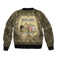 Personalized Austria-Hungary Sleeve Zip Bomber Jacket Angel Holding A Flag Vintage Style - Wonder Print Shop