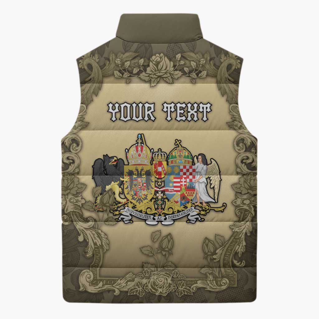 Personalized Austria-Hungary Sleeveless Puffer Jacket Angel Holding A Flag Vintage Style - Wonder Print Shop
