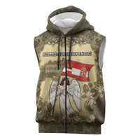 Personalized Austria-Hungary Sleeveless Zip Hoodie Angel Holding A Flag Vintage Style - Wonder Print Shop