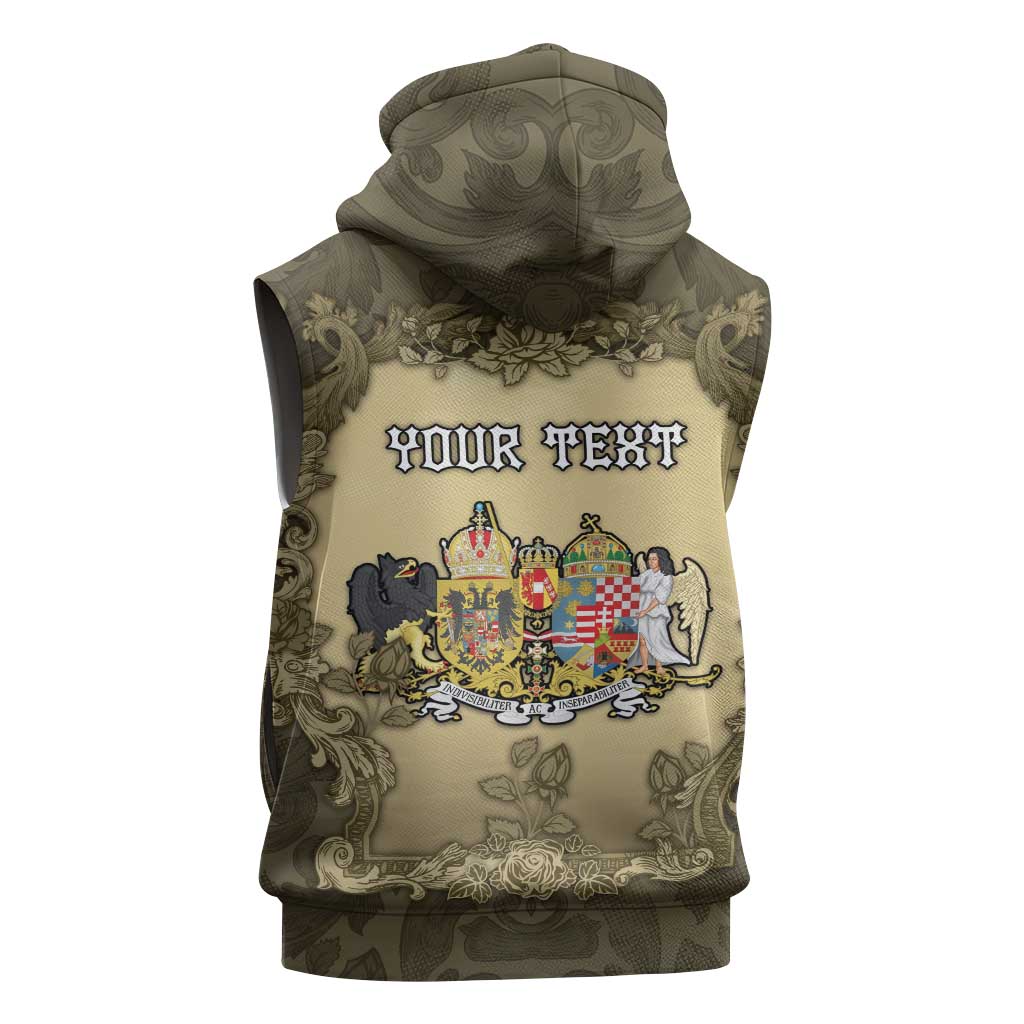 Personalized Austria-Hungary Sleeveless Zip Hoodie Angel Holding A Flag Vintage Style - Wonder Print Shop